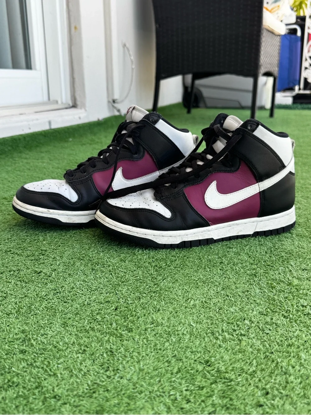 Nike Women’s Mid-Top Sneakers in Black, White & Burgundy